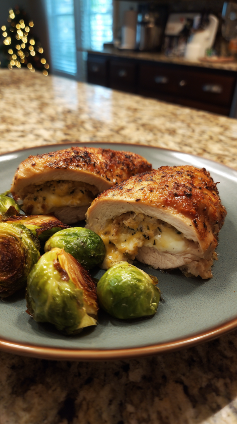 Juicy Air Fryer Stuffed Chicken Breast Serving