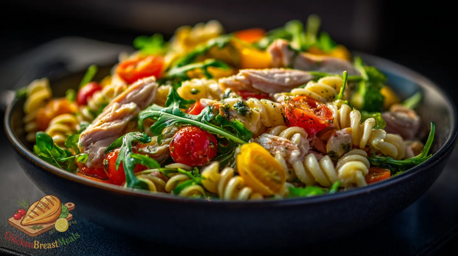 chicken pasta salad prep