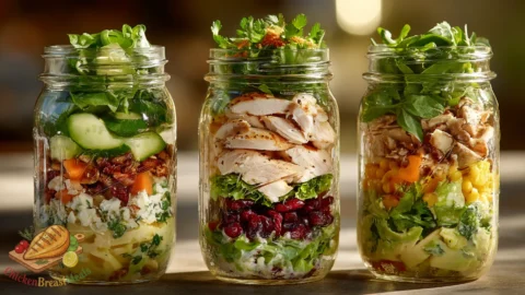 chicken mason jar salad